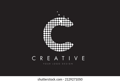 C Dots Letter Logo Design with White Bubble Circles and Swoosh