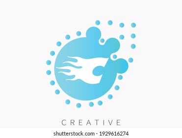 C dotted letter design vector.