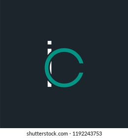 I & C double color logo design vector with business card template