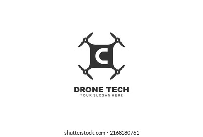 C Drone logo design inspiration. Vector letter template design for brand.