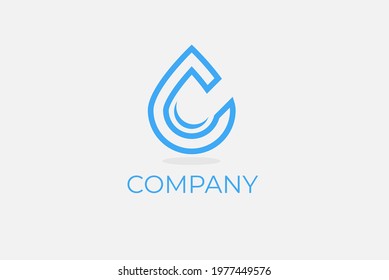 C Drop Logo, Letter C and Drop Water Combination, usable for businesses or products related to liquids, vector illustration
