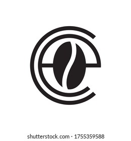 C / E / C E / E C coffee bean letter logo design vector