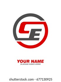 C E initial circle logo template vector