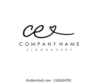 C E Initial handwriting logo vector
