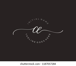 C E Initial handwriting logo vector. Hand lettering for designs