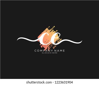 C E Initial handwriting logo vector