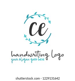C E Initial handwriting logo vector