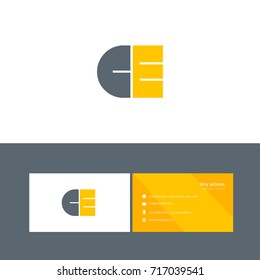 C E joint logo bold letter design template with business card