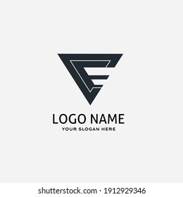 c, e, triangle shape logo, letter ce logo design template vector,