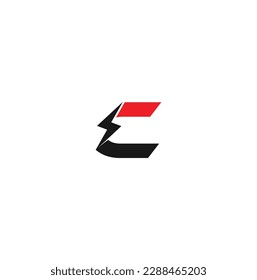 C electric power vector logo design element. Energy and thunder electricity symbol concept.Power fast speed logotype.Power font iron alphabet. Metal logo typography. Steel typographic design.