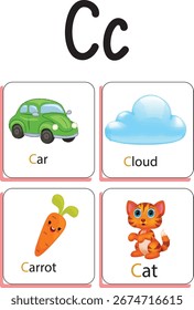 C Inglês flashcard learning palavras comuns para crianças crianças vocabulário