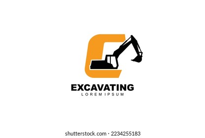 C excavadora de la letra vector del logotipo para su marca con estilo moderno.