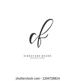 C F CF Initial letter handwriting and  signature logo concept design