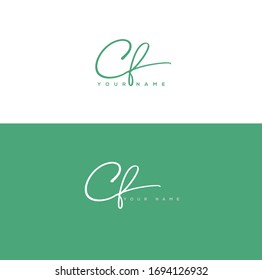 C F CF Initial letter handwriting and signature logo.	