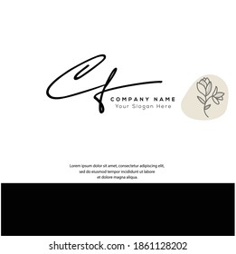 C F CF Initial letter handwriting and signature logo. Beauty vector initial logo .Fashion, boutique, floral and botanical