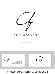 C F CF initial logo signature vector. Handwriting concept logo.