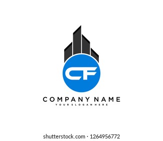 C F Initial building logo concept - Vector