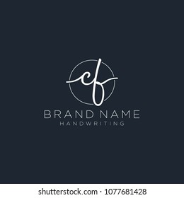 C F Initial handwriting logo template