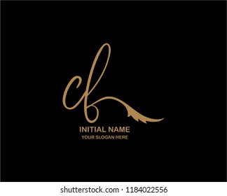 C F Initial Handwriting Logo Template