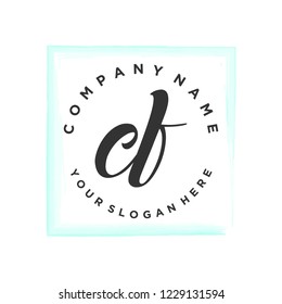 C F Initial handwriting logo vector