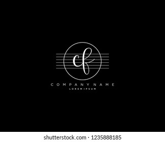 C F initial handwriting logo vector