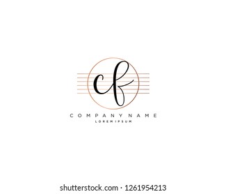 C F initial handwriting logo vector
