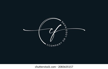 C F Initial handwriting signature logo, initial signature, elegant logo design
vector template.