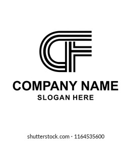 C F Initial Logo Template Vector