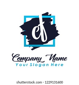 C F initial square logo template vector