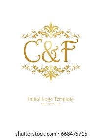 C & F initial wedding logo template vector