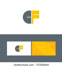 C F joint logo bold letter design template with business card
