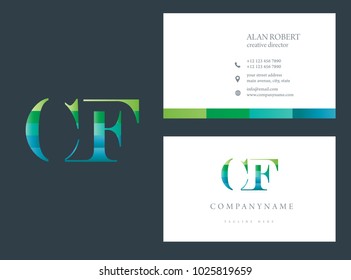 C & F joint logo multi color letter design with business card template