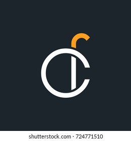 C F joint logo round letter design vector 
