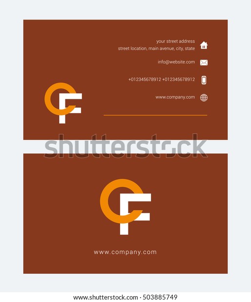 C F Letter Logo Business Card Stock Vector Royalty Free