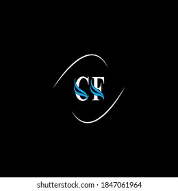 C F letter logo emblem design on black color background, cf monogram