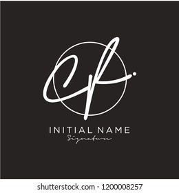 C F Signature initial logo template vector