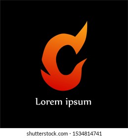 C Fire Flame Letter Logo Icon Design Vector For Company or Brand