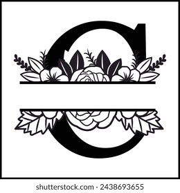 C Floral Split Monogram , Flower Monogram Clipart, Floral Letter Graphic, Alphabet Bundle |Split Monogram Alphabet | Split Monogram Frame Alphabet | Cut File for Circuit, Silhouette svg