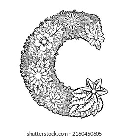 C Flower letter isolated Vector illustration