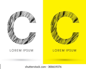 C ,Font , hair line, graphic vector.