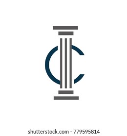 C font law logo flat vector template