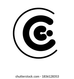 C font logo with dot