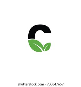 c font logo leaf vector logo template