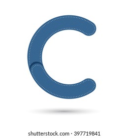 C font vector with blue Jeans on White background