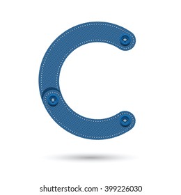 C font vector with blue Jeans Isolate  on White background