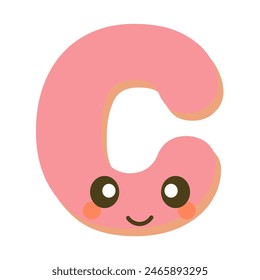  C Funny letter childish alphabet. Vector Illustration 