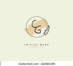 C G CG Beauty vector initial logo, handwriting logo of initial wedding, fashion, jewerly, heraldic, boutique, floral and botanical with creative template for any company or business.
