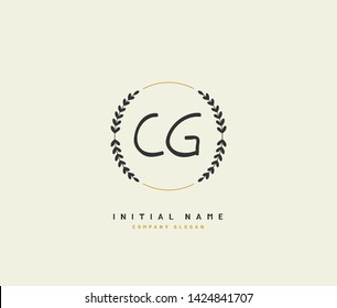 C G CG Beauty vector initial logo, handwriting logo of initial wedding, fashion, jewerly, heraldic, boutique, floral and botanical with creative template for any company or business.