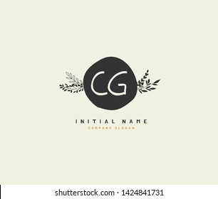 C G CG Beauty vector initial logo, handwriting logo of initial wedding, fashion, jewerly, heraldic, boutique, floral and botanical with creative template for any company or business.
