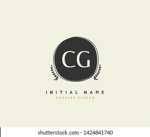 C G CG Beauty vector initial logo, handwriting logo of initial wedding, fashion, jewerly, heraldic, boutique, floral and botanical with creative template for any company or business.
